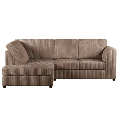 Furnishings For Less UK Luxor Coffee Jumbo Cord 4 Seater Corner Sofa Left Hand Facing - Full Back