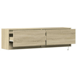 Berkfield Durable Tv Wall Cabinet With Led Lights Sonoma Oak 140X31X38 Cm - thumbnail 9