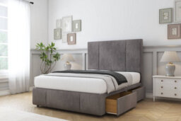 "Comfort Arya Slate Naples Divan Bed Set 2 Drawers Left Side - 26"" Strutted & 12"" Footboard 5' King" - thumbnail 2