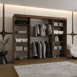 Arte Rubino T1 Sliding Door Wardrobe 250Cm Oak Walnut Triple Storage - thumbnail 2