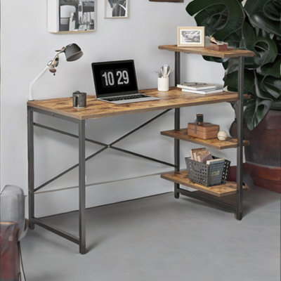 Rafaelo Mobilia Industrial 4 Tier Writing Desk With Steel Frame - image 1