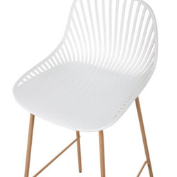 Wyld And Coco Nova Home Set Of 4 White Bar Chairs - Lightweight Synthetic Seats With Wood-Look Iron Legs - thumbnail 6