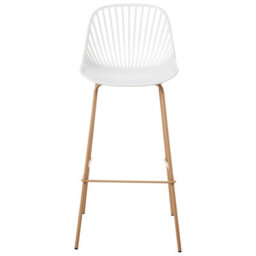 Wyld And Coco Nova Home Set Of 4 White Bar Chairs - Lightweight Synthetic Seats With Wood-Look Iron Legs - thumbnail 1