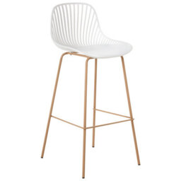 Wyld And Coco Nova Home Set Of 4 White Bar Chairs - Lightweight Synthetic Seats With Wood-Look Iron Legs - thumbnail 4