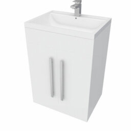 Rinse Bathrooms 600mm Floor Standing Vanity Unit With Basin Sink Cabinet Unit Bathroom Storage Units Gloss White Painting - thumbnail 2
