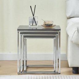 Aspect Furniture Murano Gloss Set Of 3 Nesting Tables,grey - thumbnail 2