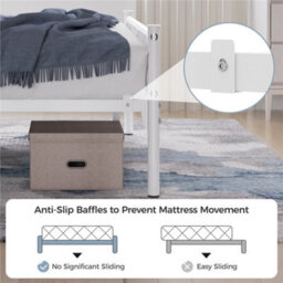 Yaheetech White 4Ft6 Double Metal Bed Frame With Arrow Design Headboard And Footboard - thumbnail 6