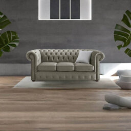 Chesterfield 3 Seater Malta Putty Beige Velvet Fabric Sofa In Classic Style - thumbnail 3