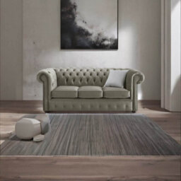 Chesterfield 3 Seater Malta Putty Beige Velvet Fabric Sofa In Classic Style - thumbnail 2