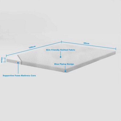 Sliding Wardrobes 4 u LTD Hard Foam Mattress, Firm & Supportive, 30D Pressure Relieving Core, Easy Setup Box Pack - 3Ft Single (L90Cm X W190Cm X H15Cm) - image 1