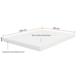 Sliding Wardrobes 4 u LTD Hard Foam Mattress, Firm & Supportive, 30D Pressure Relieving Core, Easy Setup Box Pack - 3Ft Single (L90Cm X W190Cm X H15Cm) - thumbnail 5