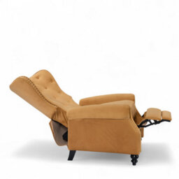 Velvet Gold Buttoned Wingback Recliner Chair - thumbnail 4
