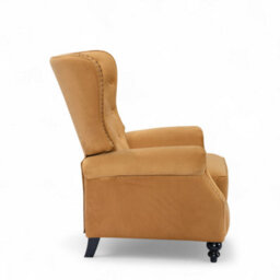Velvet Gold Buttoned Wingback Recliner Chair - thumbnail 7