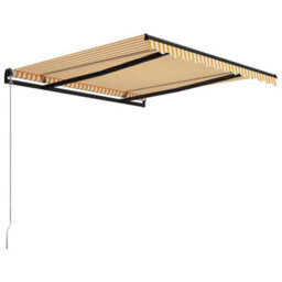 Berkfield Manual Retractable Awning 300X250 Cm Yellow And White - thumbnail 3