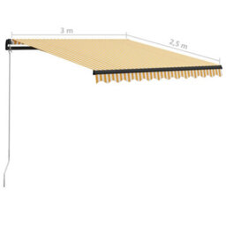 Berkfield Manual Retractable Awning 300X250 Cm Yellow And White - thumbnail 7
