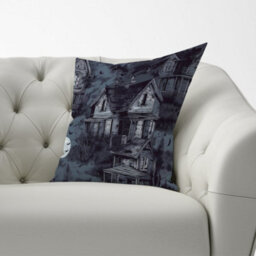 Warren Reed Designer Spooky Shadowy Haunted House Cushions 33Cm X 48Cm - thumbnail 2