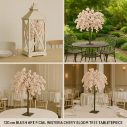 Sandra Chaircovers Wedding General 120Cm Blush Artificial Wisteria Cherry Bloom Tree, Single Tabletop Centrepiece For Indoor Steel Base - thumbnail 3