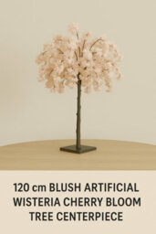 Sandra Chaircovers Wedding General 120Cm Blush Artificial Wisteria Cherry Bloom Tree, Single Tabletop Centrepiece For Indoor Steel Base - thumbnail 4