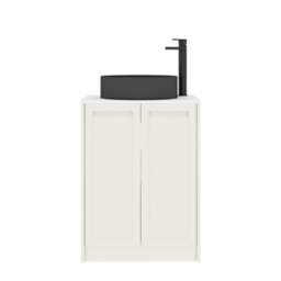 Royal Bathrooms Royal Bathroom Elmore 600mm Classic White Freestanding Bathroom Vanity Unit 2 Door Plain White Worktop With Art Round Basin - thumbnail 7