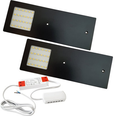 2 Pack Of Matt Black Ultra-Slim Under Cabinet Kitchen Led Lights With Driver Kit - Natural White - image 1