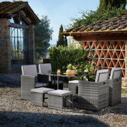 Premium Rattan Garden Furniture Set 8 Seats 1 Table Grey - thumbnail 9