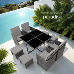 Premium Rattan Garden Furniture Set 8 Seats 1 Table Grey - thumbnail 8