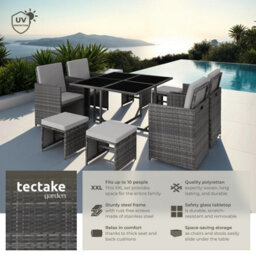 Premium Rattan Garden Furniture Set 8 Seats 1 Table Grey - thumbnail 2