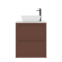 Royal Bathrooms Royal Bathroom Elmore 700mm Terracotta Clay Freestanding Bathroom Vanity Unit 2 Drawer Plain White Worktop With Elva Basin - thumbnail 7