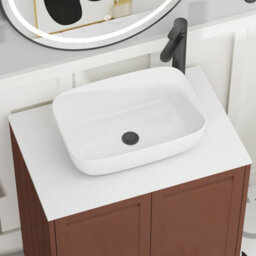 Royal Bathrooms Royal Bathroom Elmore 700mm Terracotta Clay Freestanding Bathroom Vanity Unit 2 Drawer Plain White Worktop With Elva Basin - thumbnail 4