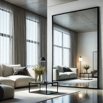 Jōbū Jobu Home - Takara, Full Length Leaner Black Metal Rectangle Mirror - 200Cm X 120Cm - image 1