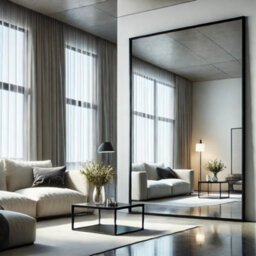 Jōbū Jobu Home - Takara, Full Length Leaner Black Metal Rectangle Mirror - 200Cm X 120Cm