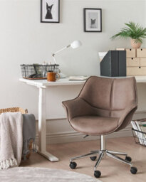 Beliani Desk Chair Newdale Faux Leather Light Brown - thumbnail 2