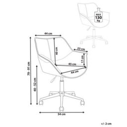 Beliani Desk Chair Newdale Faux Leather Light Brown - thumbnail 3