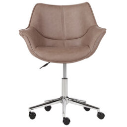 Beliani Desk Chair Newdale Faux Leather Light Brown - thumbnail 4