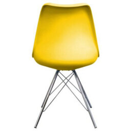 Fusion Living Soho Yellow Plastic Dining Chair With Chrome Metal Legs - thumbnail 5