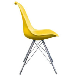 Fusion Living Soho Yellow Plastic Dining Chair With Chrome Metal Legs - thumbnail 6