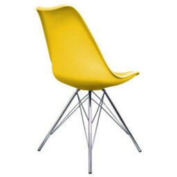 Fusion Living Soho Yellow Plastic Dining Chair With Chrome Metal Legs - thumbnail 4