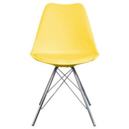 Fusion Living Soho Yellow Plastic Dining Chair With Chrome Metal Legs - thumbnail 7