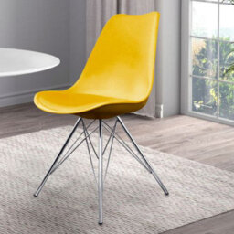 Fusion Living Soho Yellow Plastic Dining Chair With Chrome Metal Legs - thumbnail 2