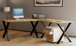Vcm Desk Lona Black / Honey Oak H. 76 X W. 190 X D. 190 Cm - thumbnail 2