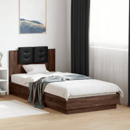 Berkfield Bed Frame With Led Without Mattress Brown Oak 100X200 Cm - thumbnail 1
