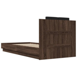 Berkfield Bed Frame With Led Without Mattress Brown Oak 100X200 Cm - thumbnail 8