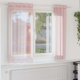 Berkfield Voile Curtains With Grommets 2 Pcs Light Pink 140X140 Cm - thumbnail 1