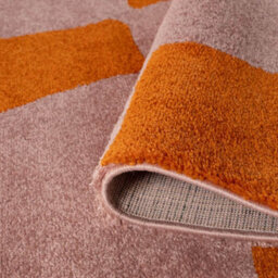 The Rugs Joli Orange And Pink Chequered Rug Soft Dense Pile Easy To Clean And Pet Friendly For Living Rooms And Bedrooms - thumbnail 6