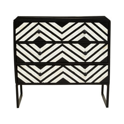 Buttercup Farm Fusion Three Drawer Chest - Metal/wood - L40 X W80 X H85 Cm - Black/silver - image 1