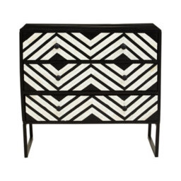 Buttercup Farm Fusion Three Drawer Chest - Metal/wood - L40 X W80 X H85 Cm - Black/silver - thumbnail 1