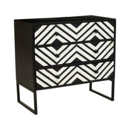 Buttercup Farm Fusion Three Drawer Chest - Metal/wood - L40 X W80 X H85 Cm - Black/silver - thumbnail 3