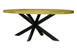 Buttercup Farm Kerela Oval Dining Table Spider Leg - Mango Wood/iron - L100 X W200 X H76 Cm - Pp Sawn Finish - Assembly Required