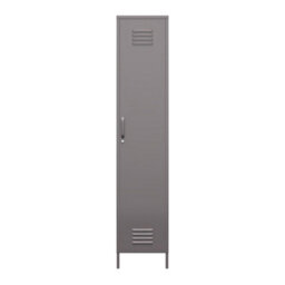 Dorel Home Bradford Single Metal Storage Cabinet Grey - thumbnail 1