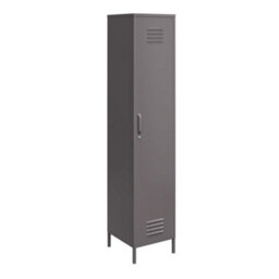Dorel Home Bradford Single Metal Storage Cabinet Grey - thumbnail 4